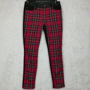 Hollywood & Vine Womens Jeans Jeggings Red Plaid Black‎ Low Rise Denim Juniors 7